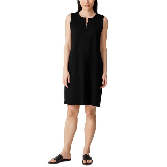 Eileen Fisher Split-Neck Zip-Front Ponte Dress Size XS - Picture 3 of 8